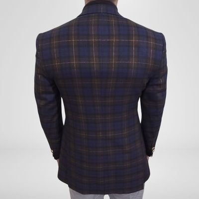 Navy Luxury Check Blazer