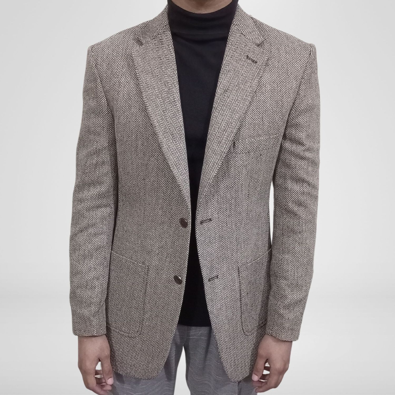 Brown Herringbone Blazer