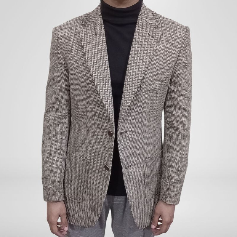 Brown Herringbone Blazer