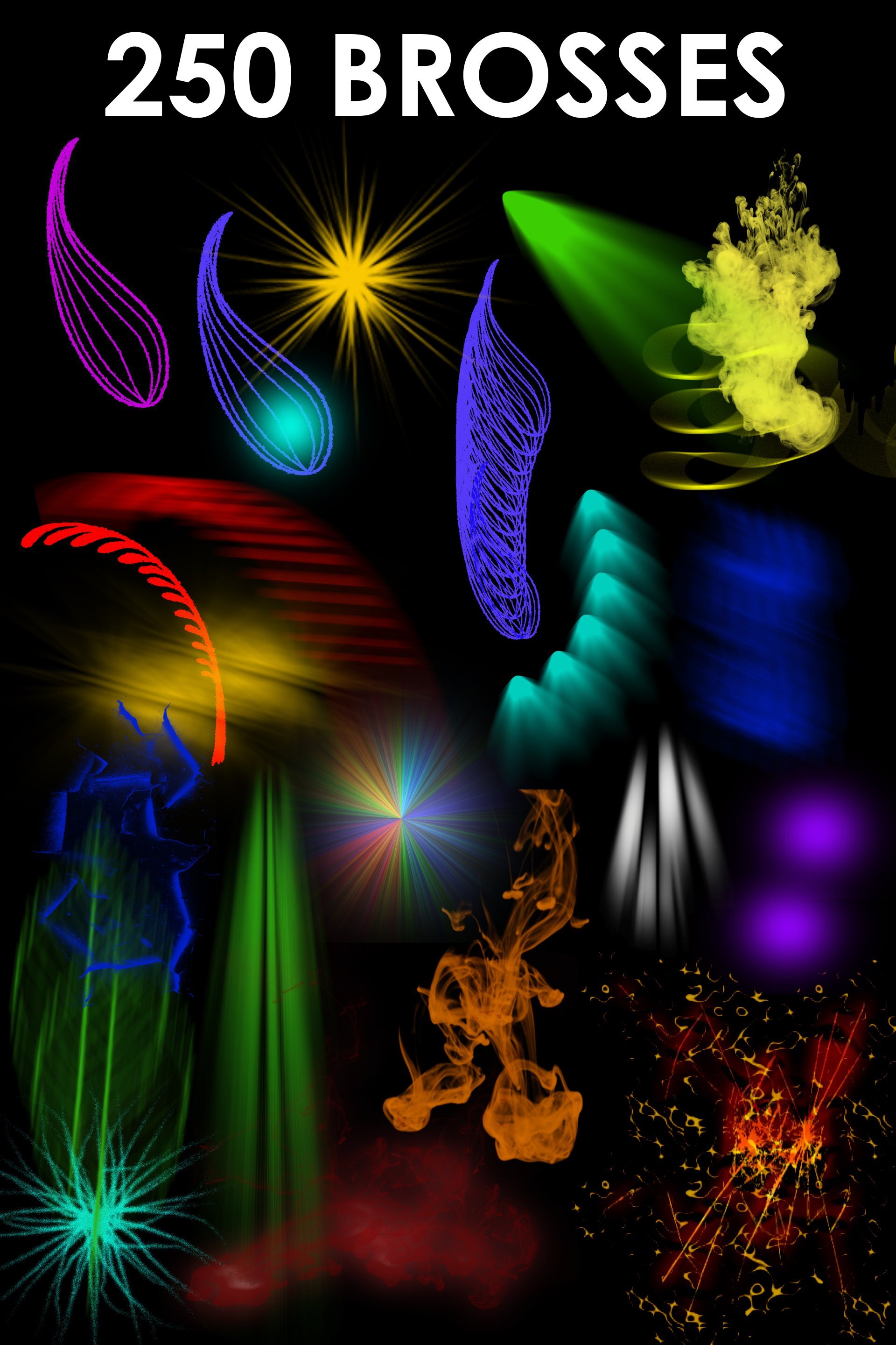 A. PACK 250 EFFETS DE BROSSES PNG