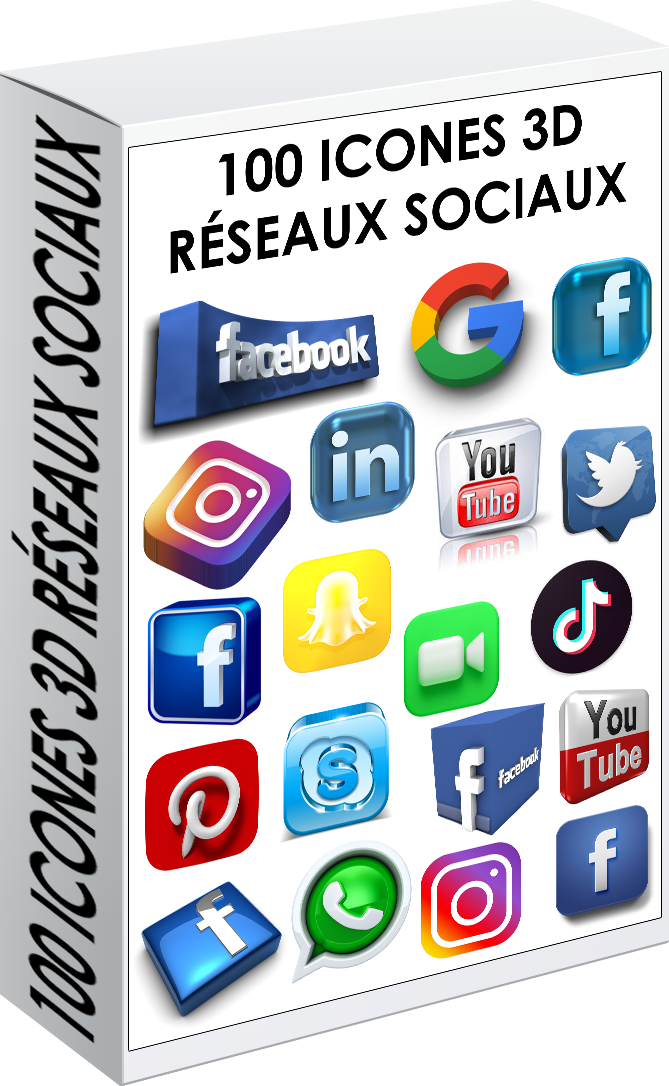 E. PACK ICÔNES 3D RÉSEAUX SOCIAUX 100 PNG