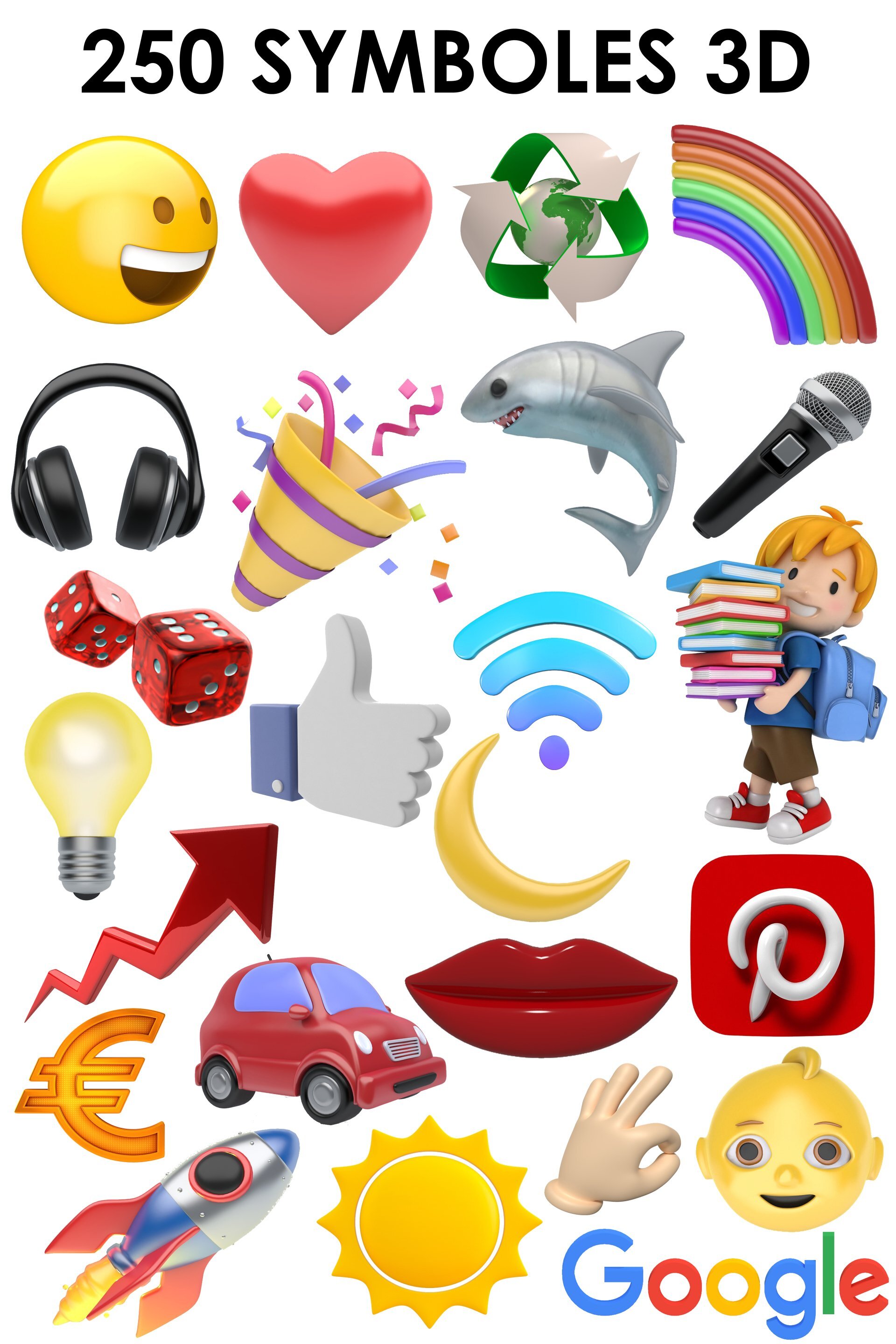 E. PACK SYMBOLES 3D 250 PNG