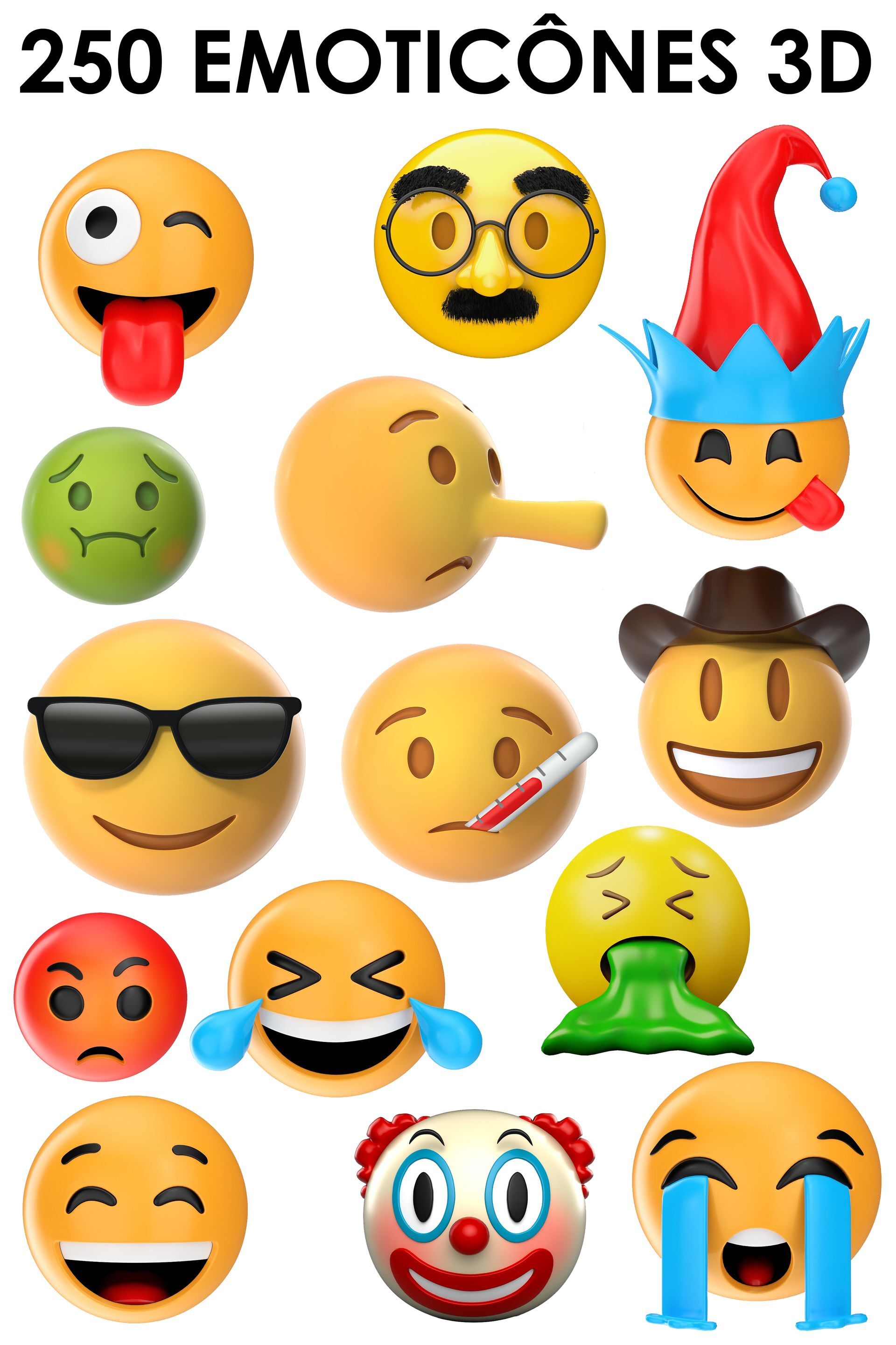 E. PACK EMOTICÔNES 3D 250 PNG