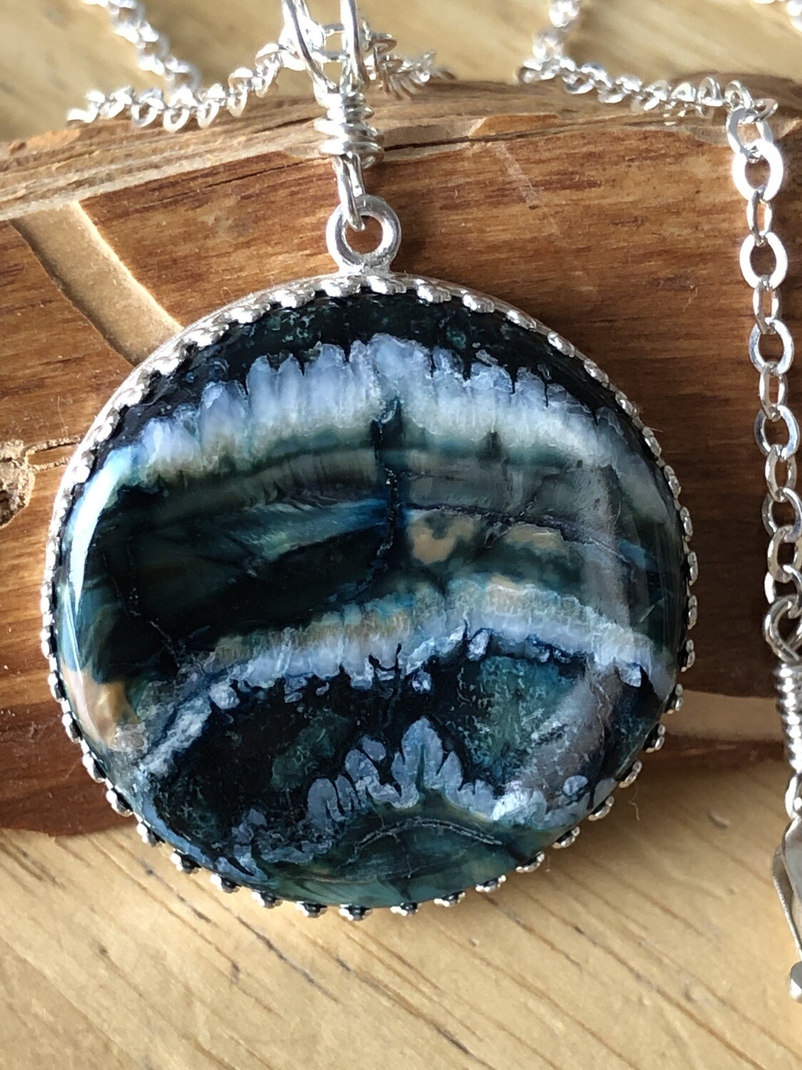 Prehistoric Alaskan Woolly Mammoth Tooth Sterling Silver “Ice Age” necklace!