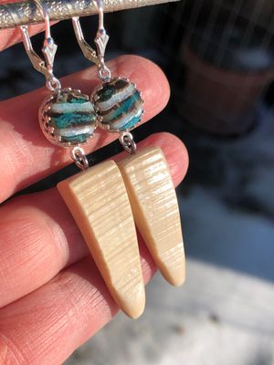 Woolly Mammoth Tooth &amp; Ivory “Ice Age” sterling silver earrings!