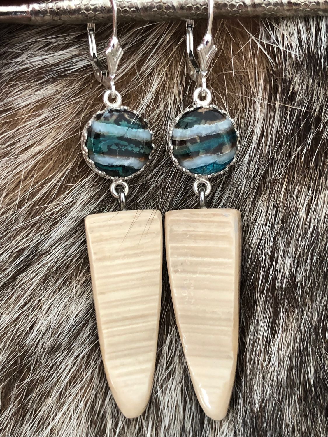 Woolly Mammoth Tooth &amp; Ivory “Ice Age” sterling silver earrings!