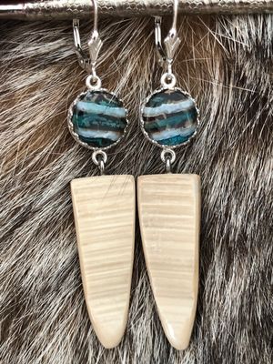 Woolly Mammoth Tooth &amp; Ivory “Ice Age” sterling silver earrings!