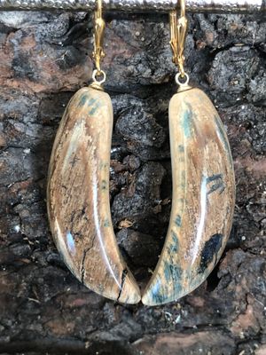 Alaskan Woolly Mammoth “blue bark” Ivory earrings!