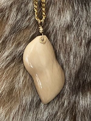 Alaskan Prehistoric Woolly Mammoth ivory gold filled necklace