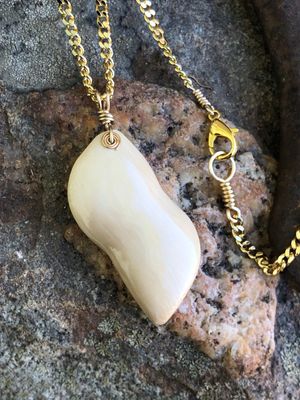 Alaskan Prehistoric Woolly Mammoth ivory gold filled necklace