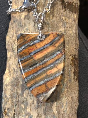 Alaskan Prehistoric Woolly Mammoth Tooth “Ice Age” Necklace. Stainless Steel