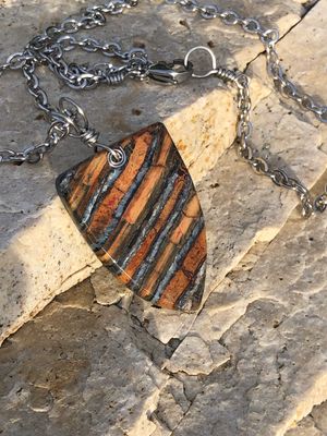 Alaskan Prehistoric Woolly Mammoth Tooth “Ice Age” Necklace. Stainless Steel