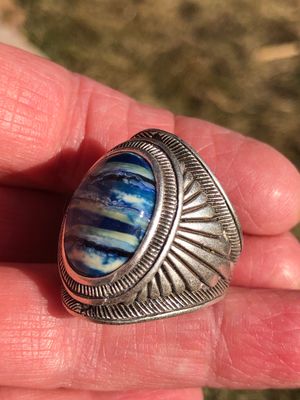 Siberian Woolly Mammoth Tooth in Turkish silver brass “Ice Age” Adjustable Ring