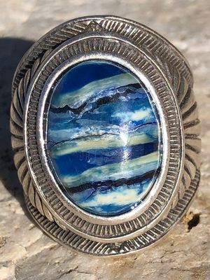 Siberian Woolly Mammoth Tooth in Turkish silver brass “Ice Age” Adjustable Ring