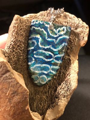 Alaskan Prehistoric Woolly Mammoth Tooth “Ice Age” Pendant. Stainless Steel