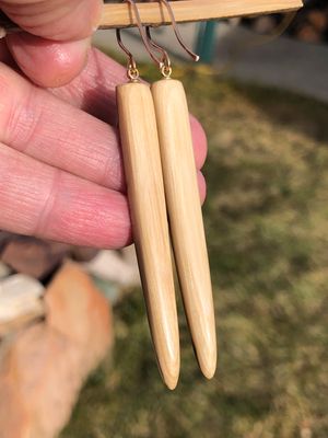 Alaskan Woolly Mammoth Ivory Tusk “Ice Age” “dagger” earrings Gold Filled