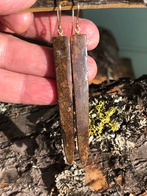 Alaskan Woolly Mammoth Ivory Tusk “Ice Age” “dagger” earrings Gold Filled