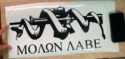 Large Molon Labe Decal Black Matte 17.76 W X 8.5 L