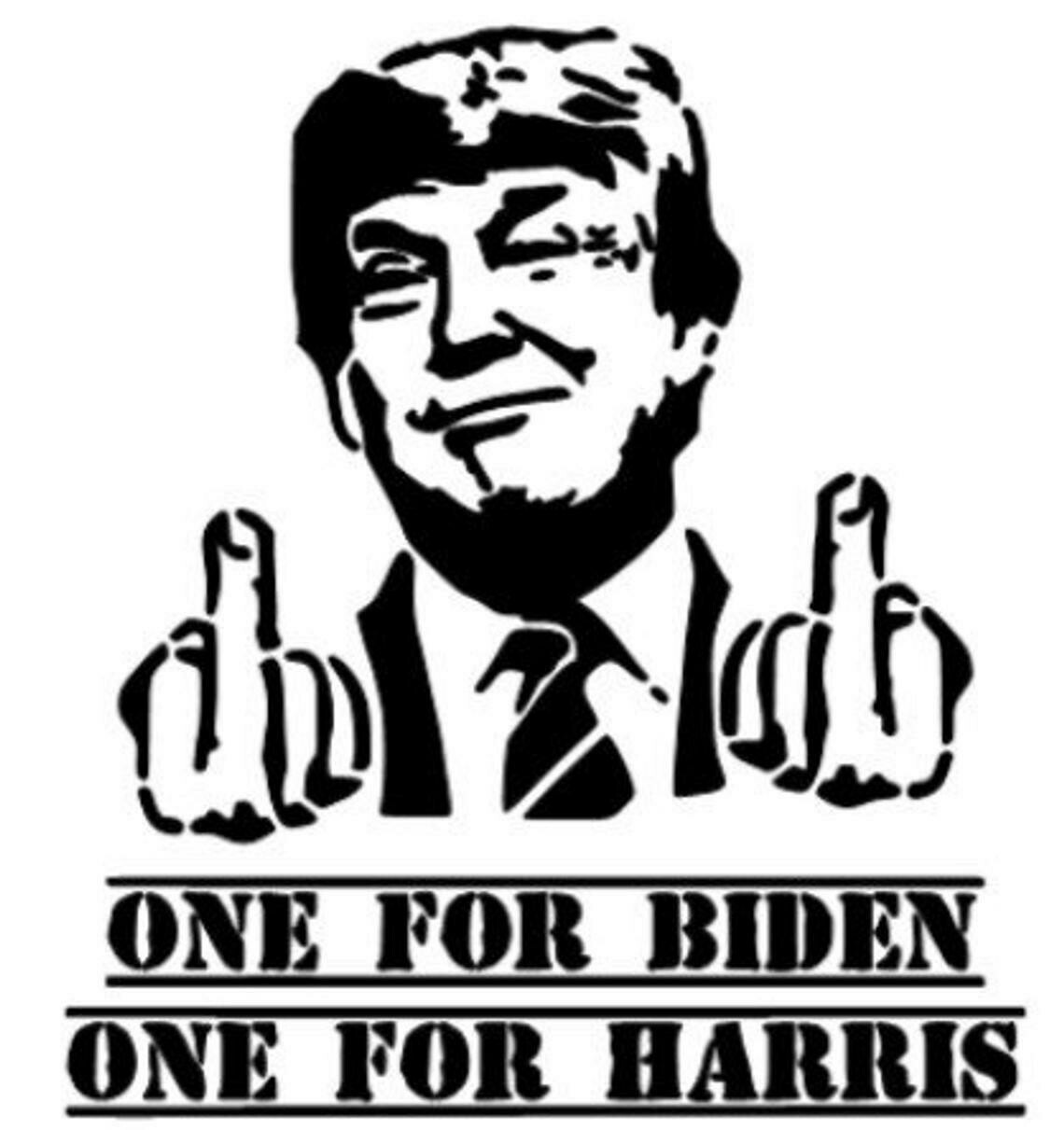 Trump Middle Finger One For Biden One For Harris
