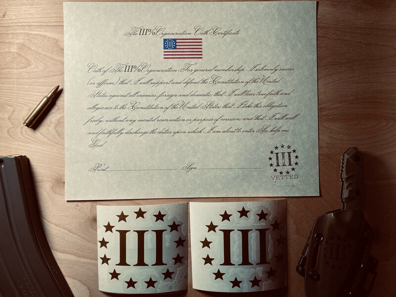 TheIII%Organization Oath Certificate + 2 decals