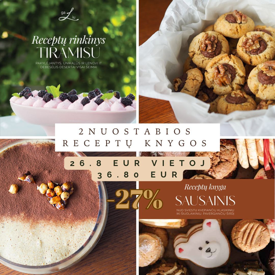 Spausdintų receptų knygų rinkinys!!! (Sausainiai + Tiramisu)