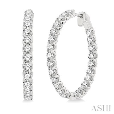 14KT White Gold 4CTW Diamond In-and-Out Hoop Earring
