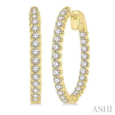 14KT Yellow Gold 2CTW Diamond In-and-Out Hoop Earring