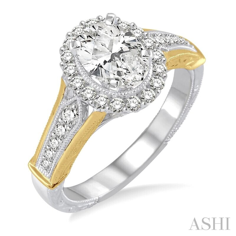 14KT TwoTone 1 1/6 CTW Diamond Engagement Ring