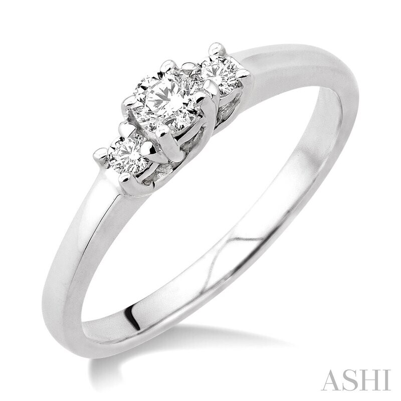 14KT White Gold Triple Diamond Ring