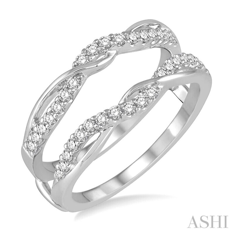 14KT White Gold Woven Diamond Insert Ring