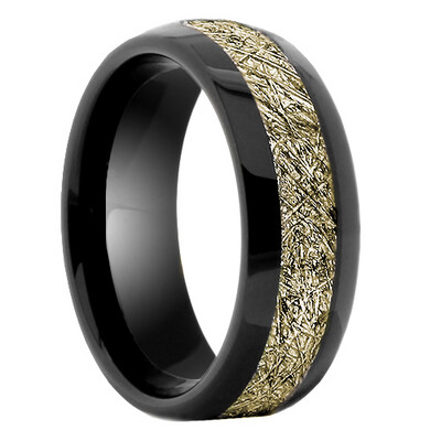 Black Tungsten Meteorite Inlay Band