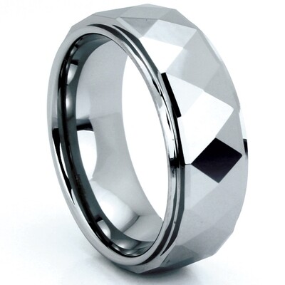 Gray Tungsten Faceted Polished Band