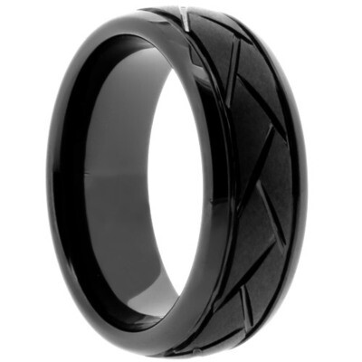 Black Tungsten Criss Cross Band