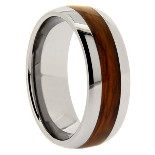 Gray Tungsten Koa Wood Inlay Band