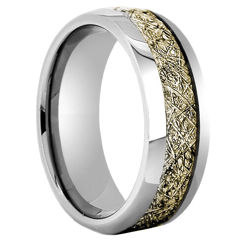 Gray Tungsten Meteorite Inlay Band
