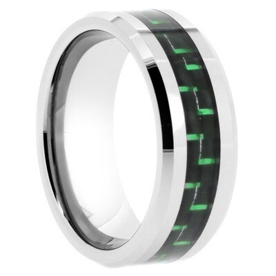 Tungsten with Green Carbon Fiber Band
