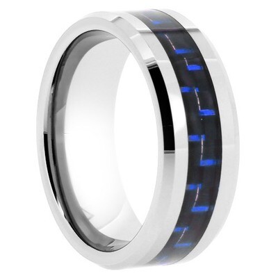 Tungsten with Blue Carbon Fiber Band
