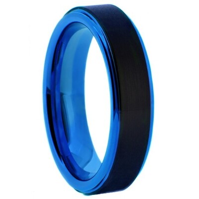 Black Tungsten with Inner Blue Tone Band