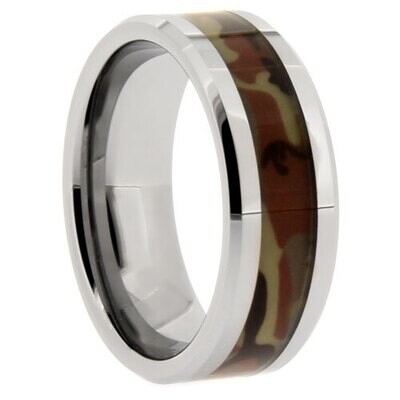 Gray Tungsten Camouflage Inlay Band