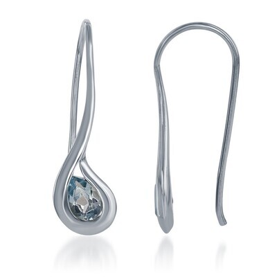Silver Long Teardrop Gemstone Earrings