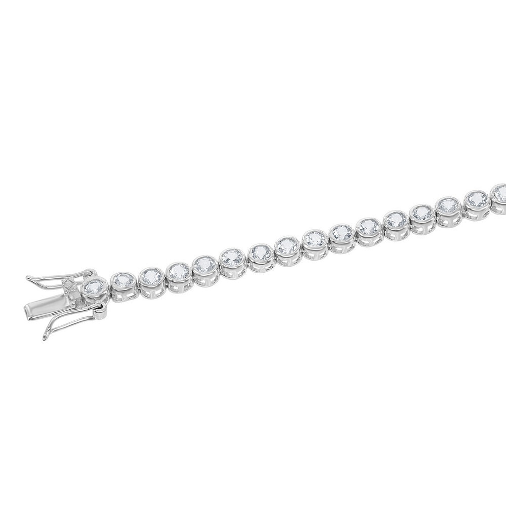 Bracelet tennis en argent sterling avec émeraude verte et topaze blanche