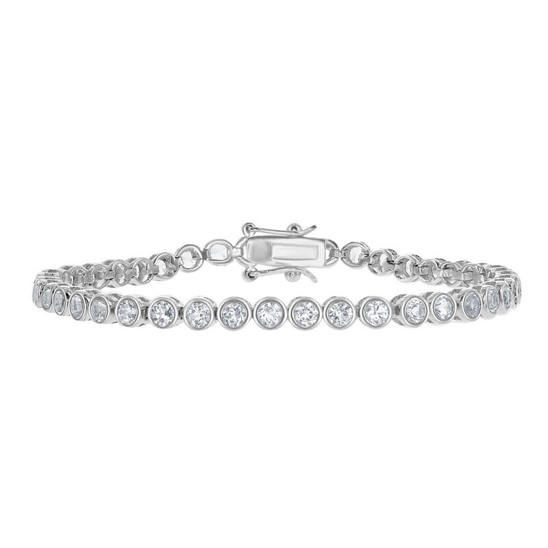 Silver Round White Topaz Tennis Bracelet