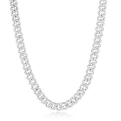 Silver Cubic Zirconia Miami Cuban Link Chain