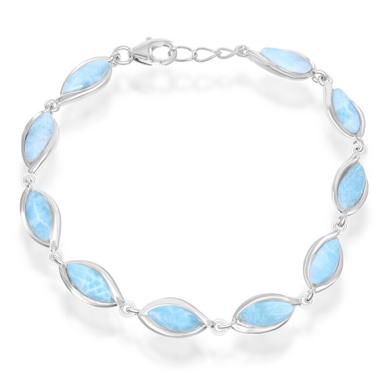 Silver Marquise Larimar Bracelet