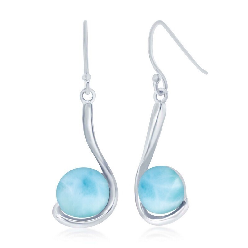 Silver Larimar Swirl Dangle Earrings
