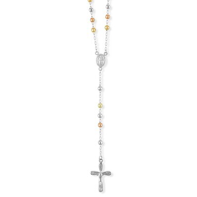 Tricolor Silver Beaded Rosary