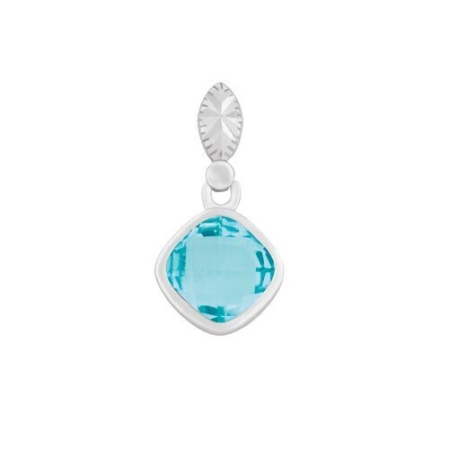 Silver Square Blue Topaz Pendant