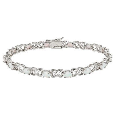 Silver "XO" White Opal Tennis Bracelet