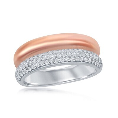 Silver Two Tone Cubic Zirconium Ring