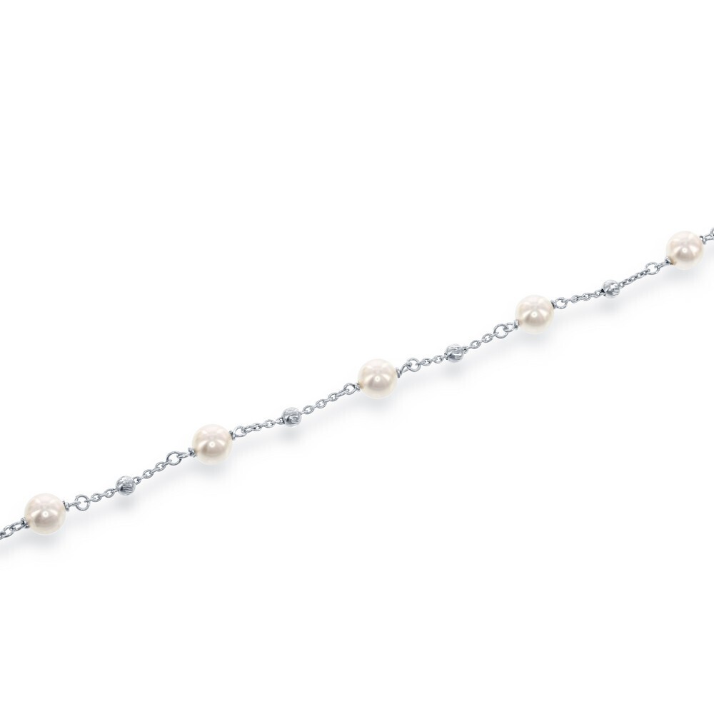 Silver Pearl and Moon Bead Bracelet
